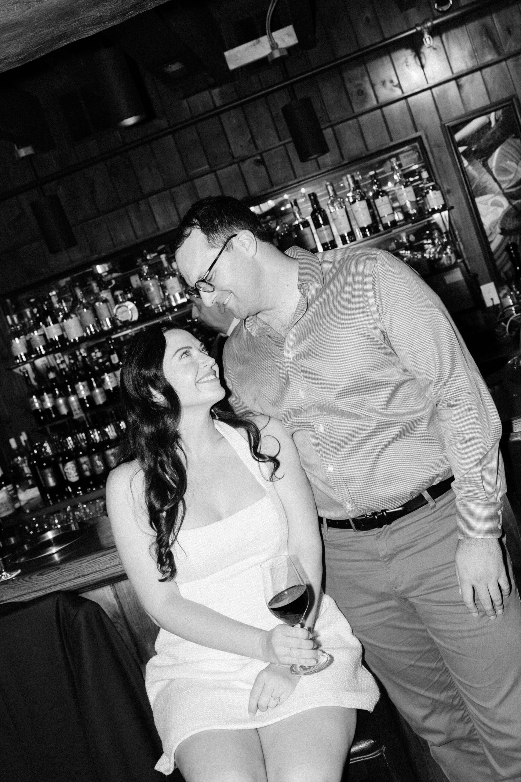 Couple at bar the night before wedding celebration old town alexandria virginia